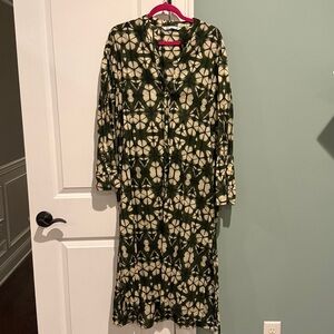 Zara Green and White Patterned Long Dress